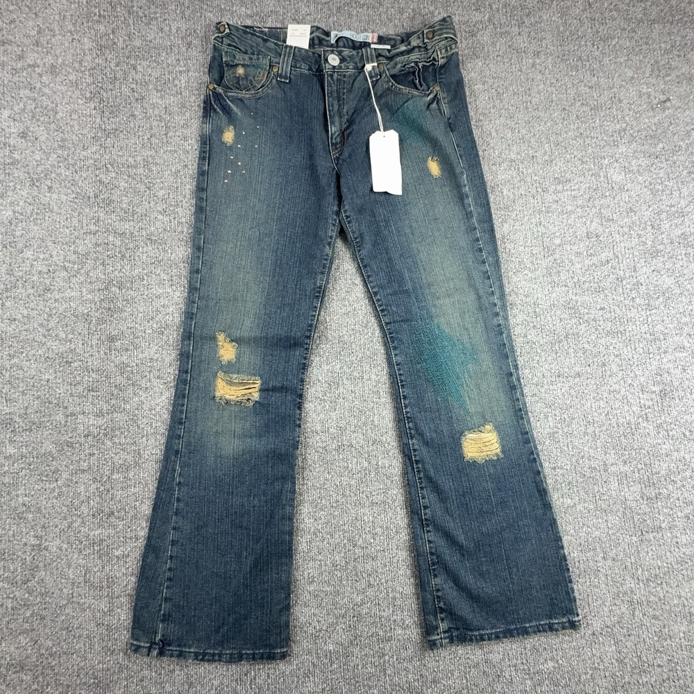 Y2K Levi's 518 Superlow Bootcut Jeans Juniors 11 Medium Wash Blue Distressed